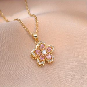 2pcs two pieces of Golden jewelry gold-plated flower-shaped creative design multi-style necklace daily gift party couples sisters wear the best choice