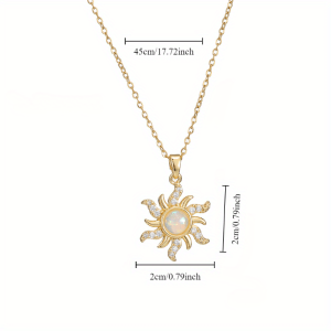 2PCS set of stainless steel jewelry 18K gold-plated cubic zirconia sun irregular geometric necklace design sense ins French fashion retro trend Joker casual elegance suitable for daily commuting party gift-giving party.