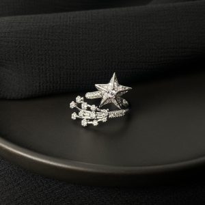 Japanese and Korean Style Silver Cool Wind Star Meteor Opening Party Ring Women's Fashion Personality Light Luxury Ring