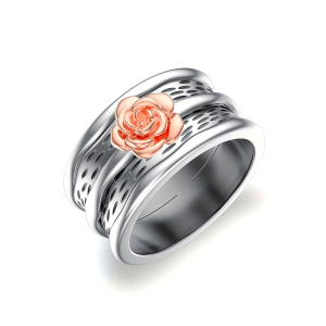 Spinner Ring For Women With Rose Flowers Fidget Anxiety Relief Ring Band For Women