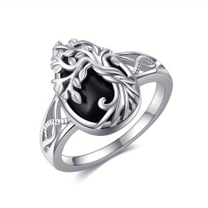 Tree Of Life Rings Sterling Silver Black Onyx Tree Of Life Rings Jewelry Gifts For Women Men