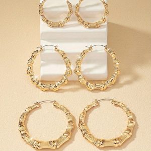 6pcs/ set of ultra-light bamboo earrings suitable for parties and daily wear